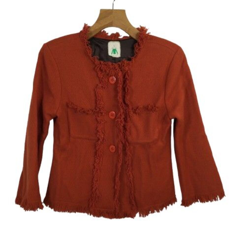 Gina Caramillo Womens Colored Button-Up Cardigan Jacket Burnt Orange Rust Size S